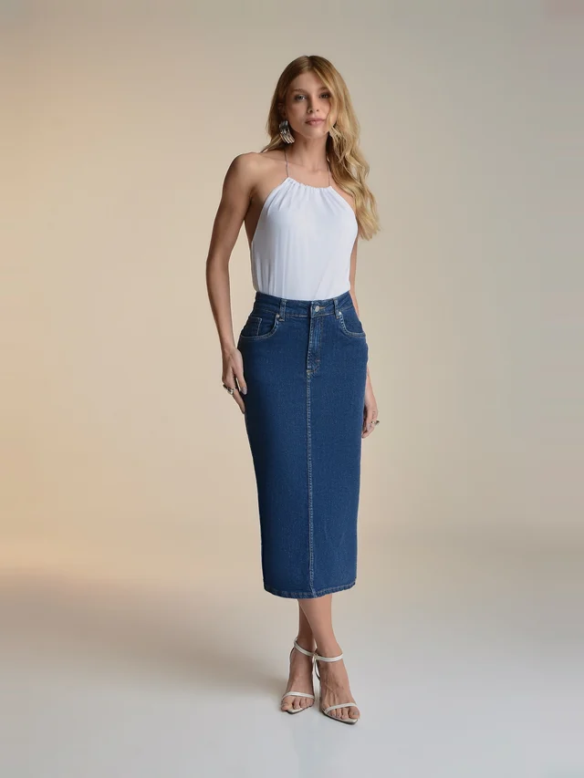 Saia jeans midi, KDORI, referência 13348, vista principal