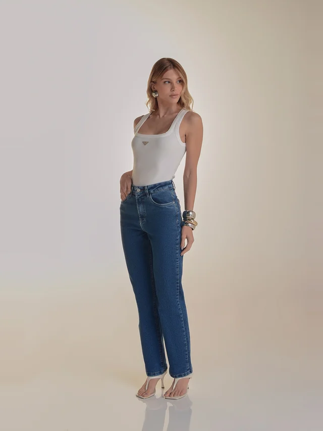 Calça jeans reta, KDORI, referência 14107, vista principal