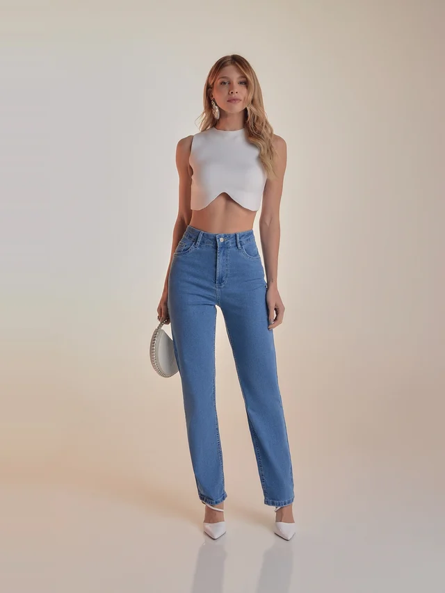 Calça jeans reta, KDORI, referência 16201, vista principal
