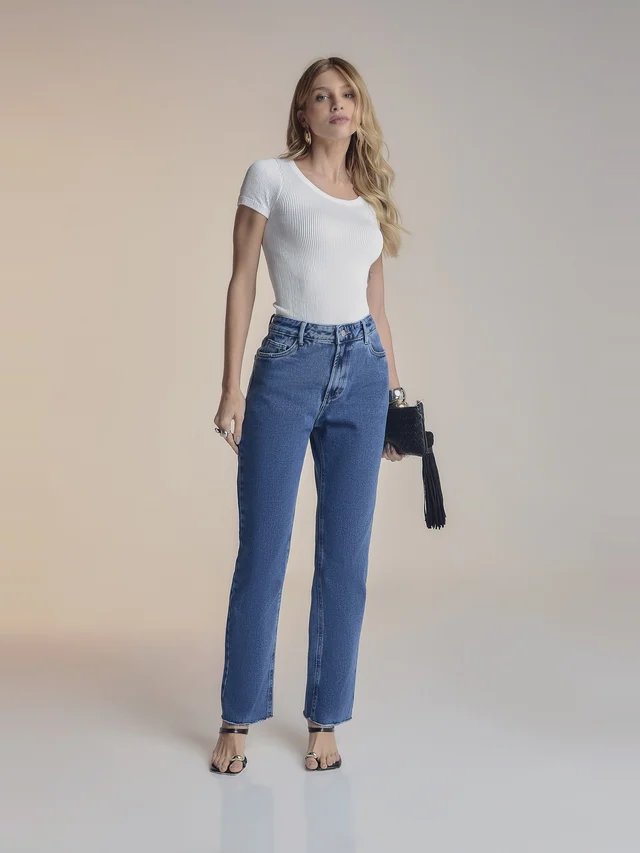 Calça jeans reta, KDORI, referência 16204, vista principal